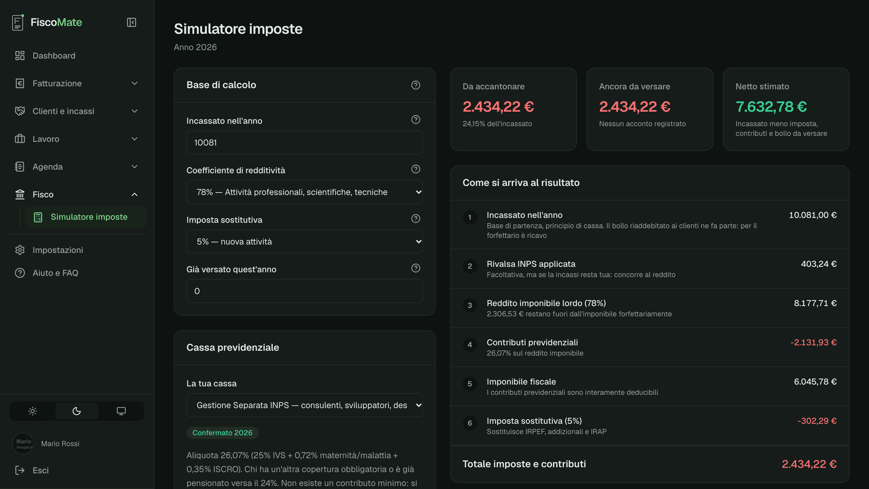 Simulatore imposte con il calcolo passo per passo